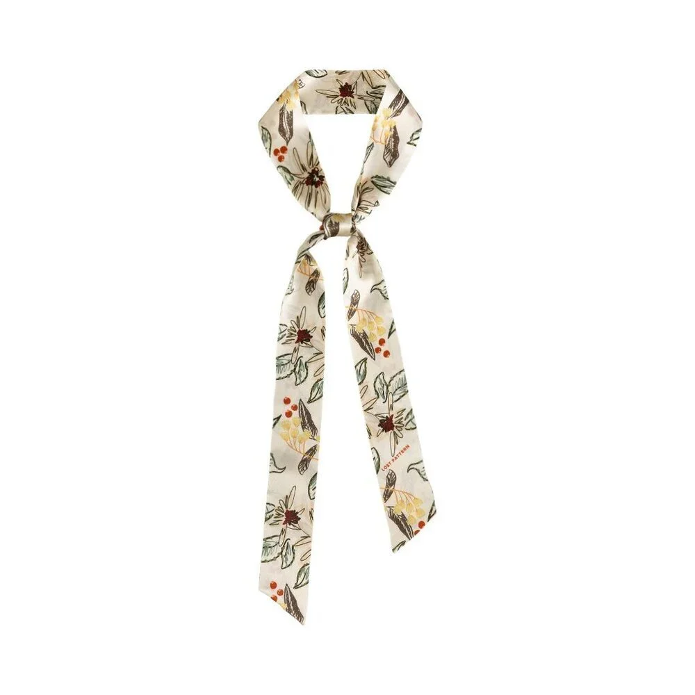 NWT Lost Pattern NYC Forest Charm Silk Skinny Scarf – Vanilla